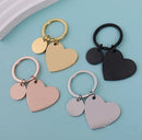 Stainless Steel Heart Keychain Blank For Engraving Metal Heart Charm Keychain Key Ring Mirror Polished Wholesale 1pcs