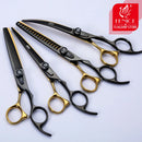 Fenice Pet Professional Dog Grooming Scissors Cutting Curved Thinning Shear Set Japan 440C Scissor Kit for Animal Beauticians