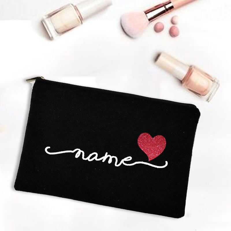 Personalized Makeup Bag Bridesmaid Maid of Honor Holiday Wedding Bachelorette Party Gifts Canvas Monogram Cosmetic Zipper Pouch