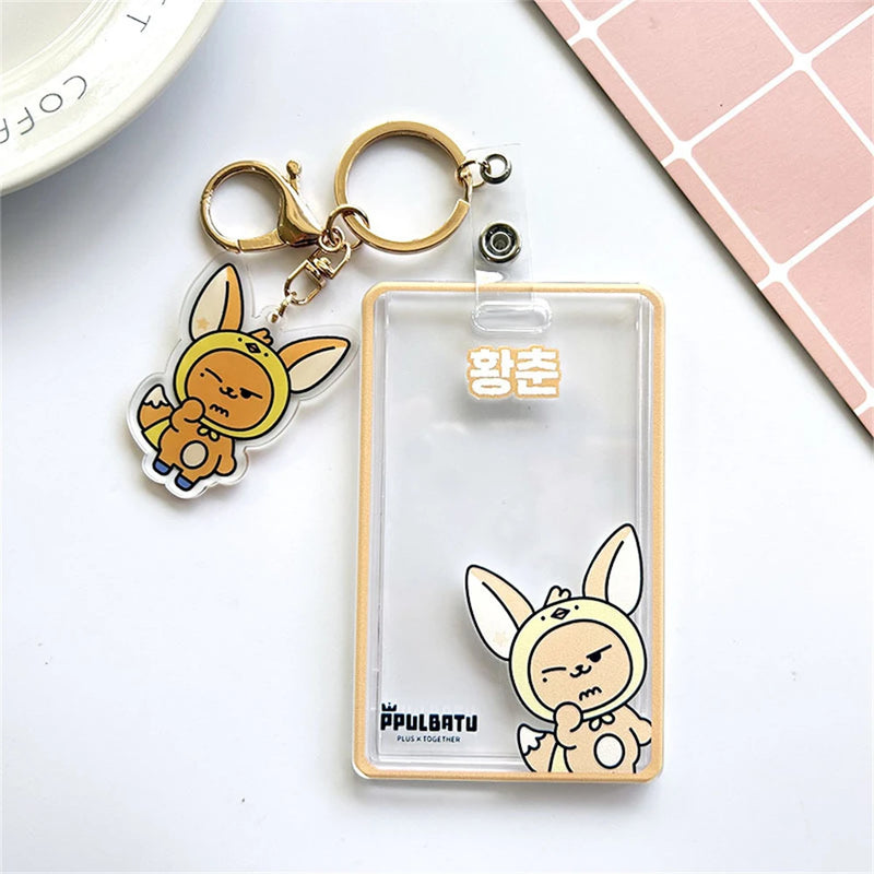 Kpop Photo Display Holder With Love Keychain Idol YEONJUN BEOMGYPicture Protector Sleeves Credit ID Cards Protective Case
