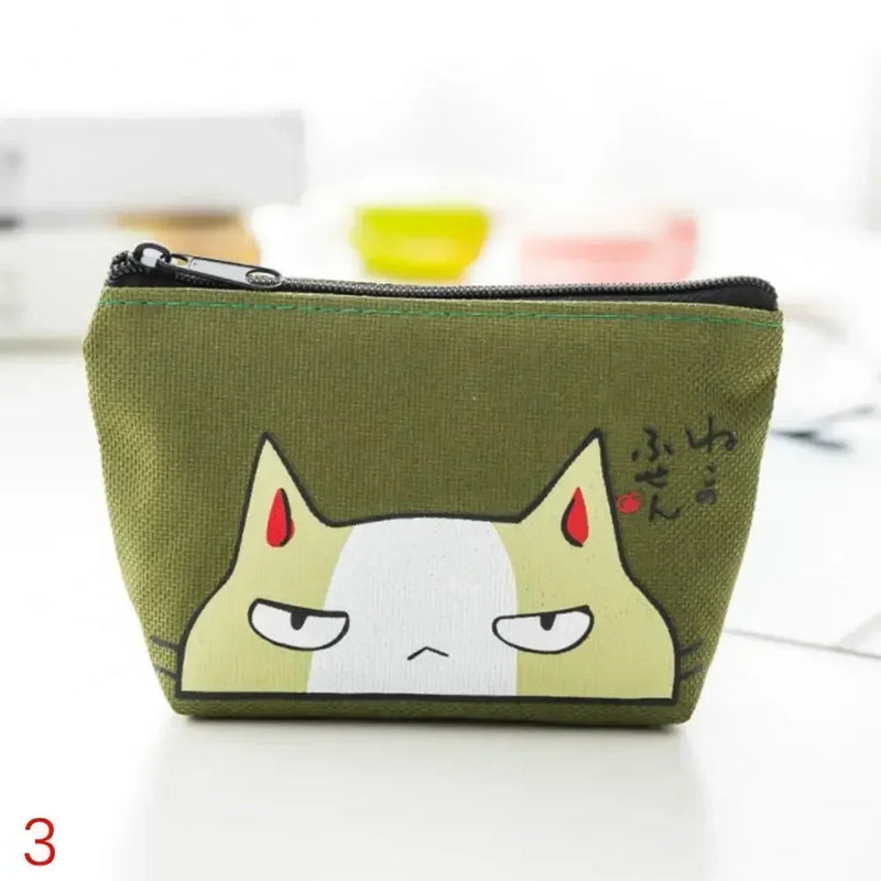 New Cartoon Cat Print Mini Oxford Key Wallet Women Card Holder Zipper Money Pouch Purse Storage Bag Kawaii Girls Cute Wallet