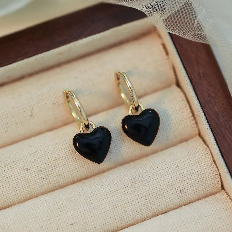 Korean Fashion Sweet Cute Heart Square Dangle Geometric Earrings for Women Green White Temperament Earrings Party Jewelry Gifts