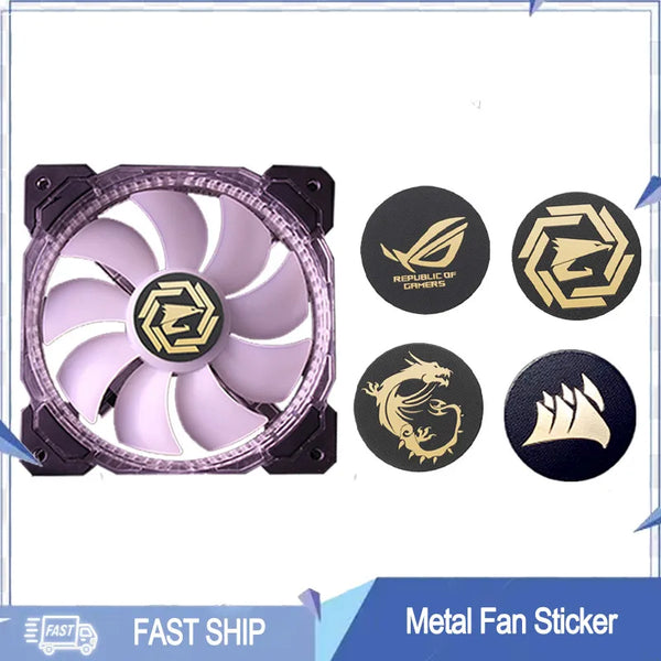 PC Case Fan Metal Sticker ROG MSI AORUS Label Gold-plated Cooling Fan Sticker Chassis Sticker GPU Decorative Sticker