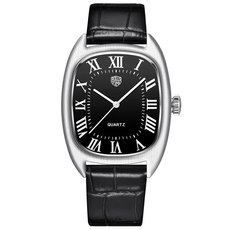 Rolls Timi New Brand Square Dial Quartz Men's watches 50M Waterproof Business Genuine Leather Man watch Japan VH31 Luxury Watch