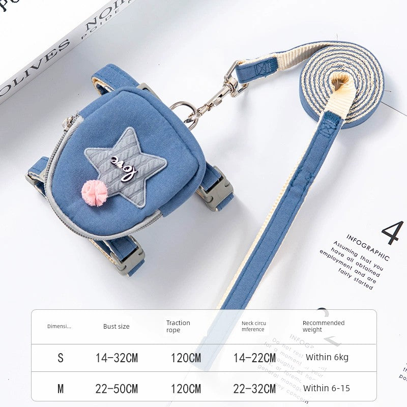 Cat Pulling Rope Cute Backpack I-Shaped Anti Breaking Loose Cat Rope Cat Chain Special for Going out Chest Strap Cat Rope