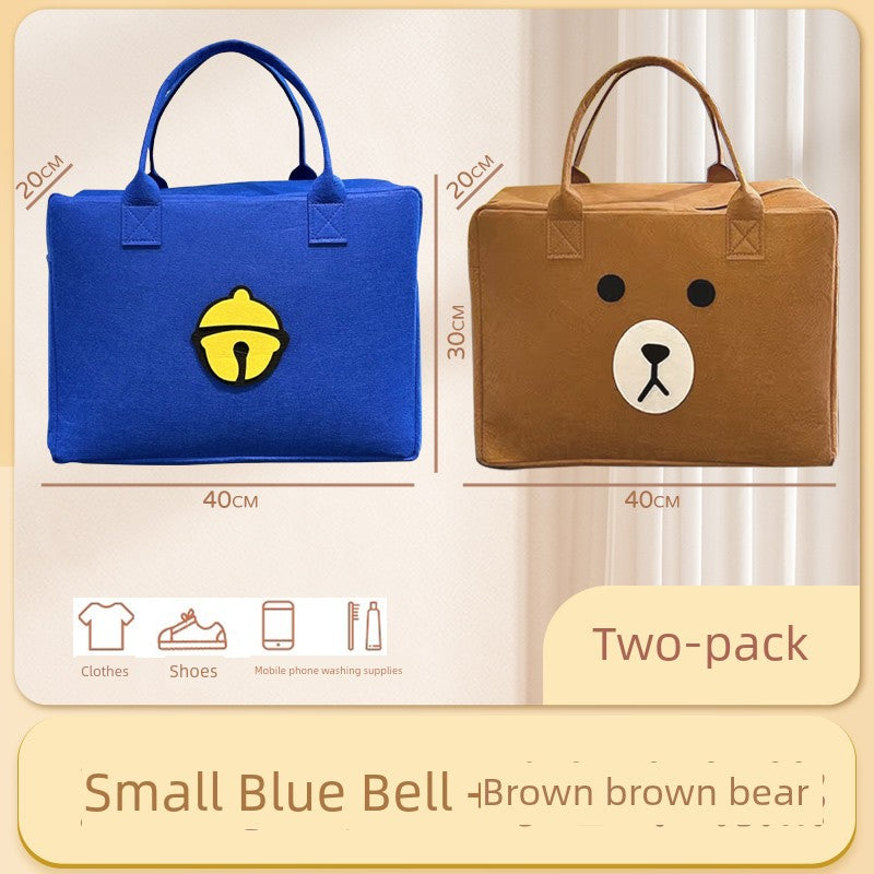 Cartoon Bag Travel Bag Storage Hand Bag Large Capacity Kids Luggage Bag Trolley Case Luggage Bag Felt Bag Lightweight