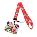 Christmas Design Disney Mickey Mouse Cute Cartoon Badge Holder ID Card Bus Card Holder Lanyard for Accessories Xmas Gifts