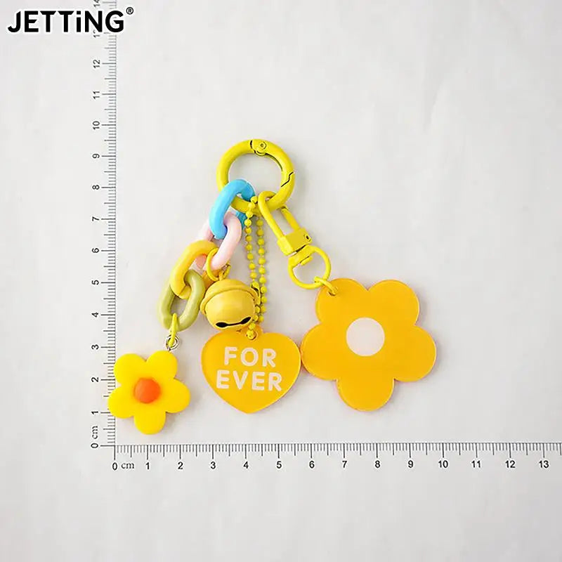 Creative Candy Color Flower Heart Pendant Keychain Cute Small Flower Key Ring Bag Pendant Accessories Luminous Turtle Pendant