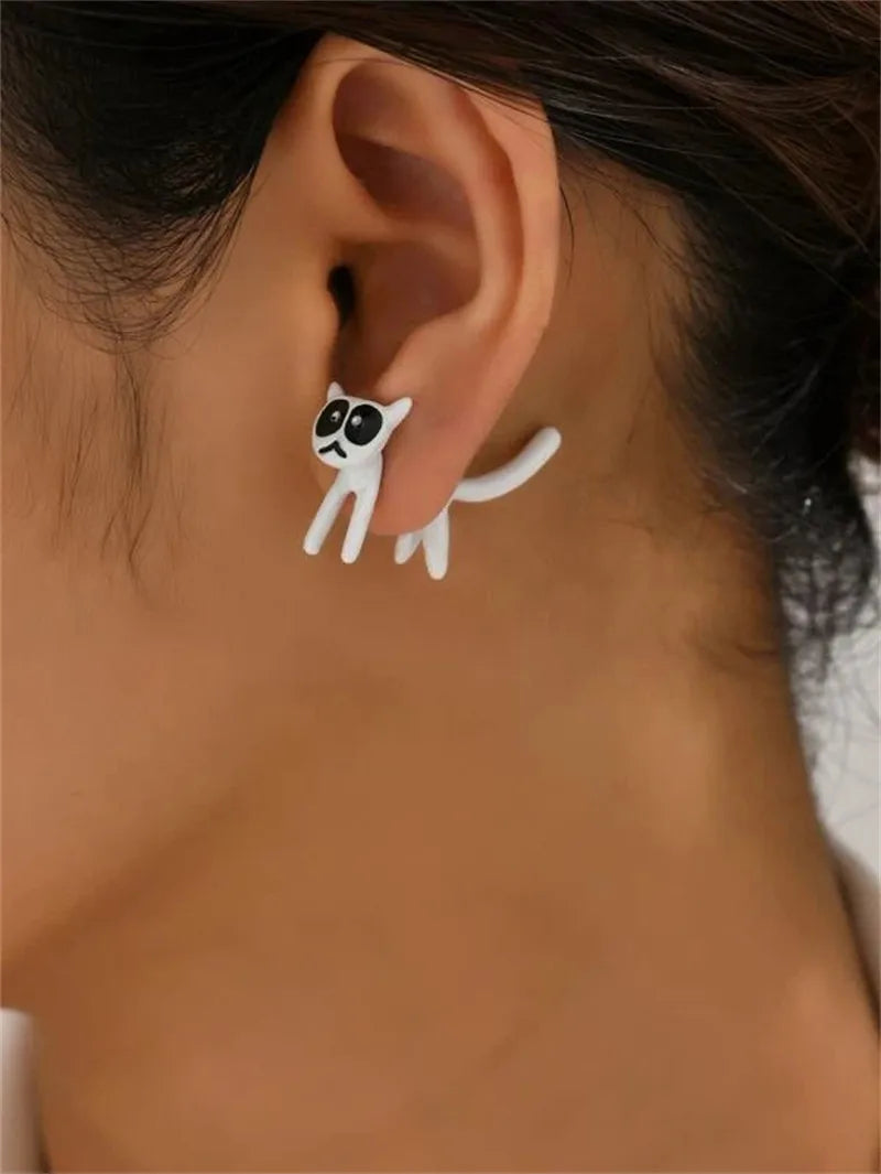 New Funny Small Black Cat Earring for Women Girl Fashion Cute Animal Kitten Earrings Fashion Party Festival Piercing Jewelry