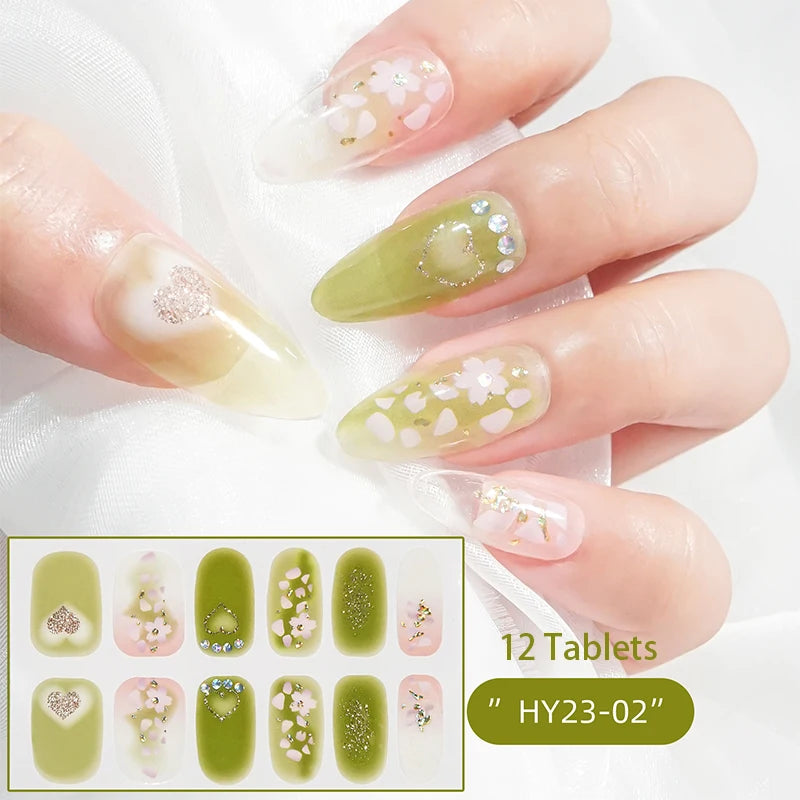 16Tip White Pink Full Cover Nail Sticker Self-Adhesive Simple Gradient Effect Full Nail Wraps DIY Nail Art Making Manicure Autum