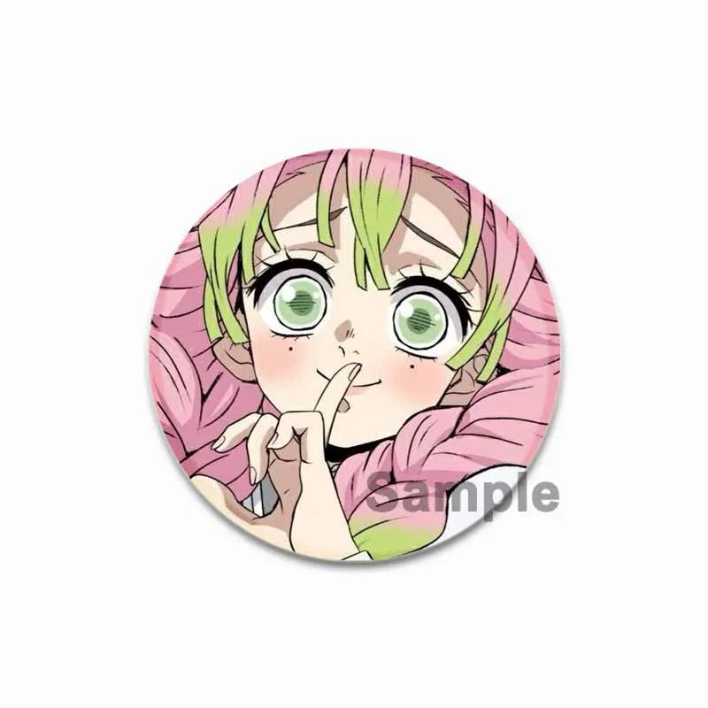 58mm Round Cartoon Brooches Kanroji Mitsuri Pins Anime Badge for Backpack Accessories Hat Decoration HD Print Handmade Gifts