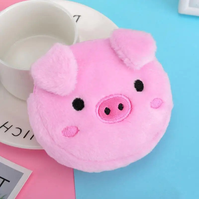 Cartoon Plush Animal Shape Mini Wallet Cute Pig Cat Sheep Wallets Creative Lovely Rabbit Plush Coin Purse Women Bag Accessories