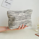 DJDF Large Capacity Women's Cosmetic Bag, Black & White Sketch Line, Canvas Skincare Organizer, Portable Travel Toiletry Bag