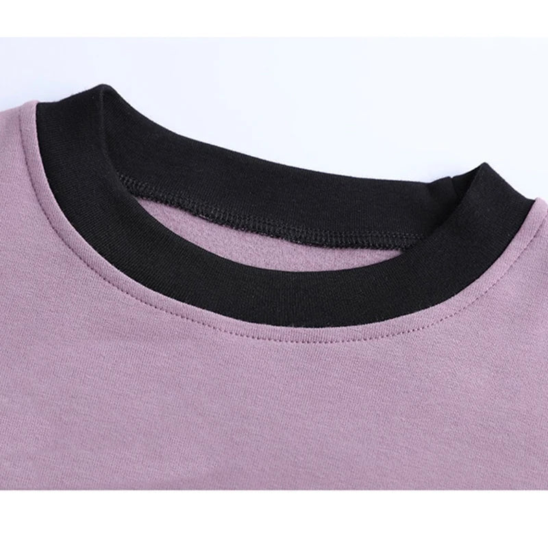 Spring Autumn Korean Fashion Clothes Cotton Tee Shirt Femme O Neck Tops Patchwork Women T Shirt Long Sleeve Slim Tshirts Mujer