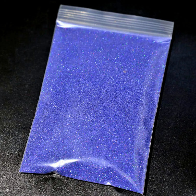 Polvo de purpurina holográfica plateada para uñas, 24 colores, brillante, 0,2 mm, para manicura DIY, 50 g/bolsa