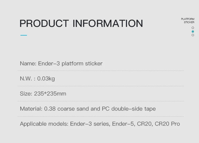 CREALITY 3D Original Black Build Surface With 3M Sticker 3D Printer Heated Bed Sheet Paper For Creality Ender-3 235*235mm