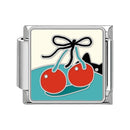 Sweet Red Cherry Bow Knot Heart Pendant Cherry Italian Charm Links Fit 9mm Stainless Steel Bracelet Women Jewelry DIY Making