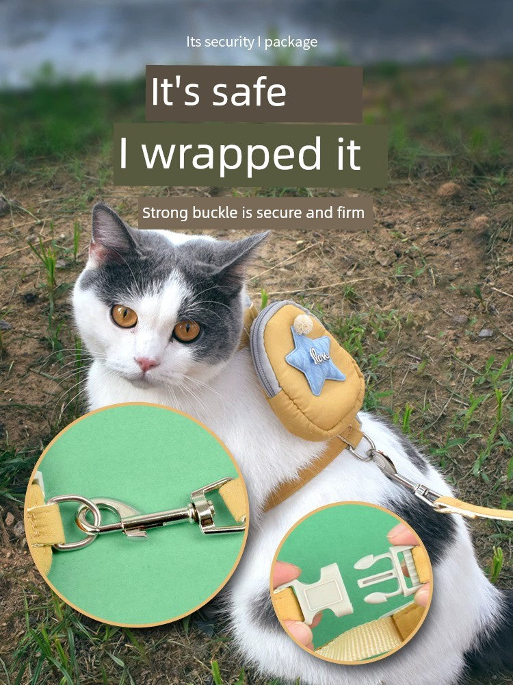 Cat Pulling Rope Cute Backpack I-Shaped Anti Breaking Loose Cat Rope Cat Chain Special for Going out Chest Strap Cat Rope