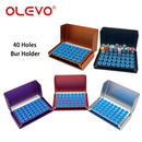 OLEVO Aluminum Dental Burs Holder Sterilizer Case Drills Block for High/Low Speed Bur Organizer Box With Silicone Autoclavable