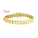 Moon Charm Shaped Chain Bracelet Necklace Gold Color Pave CZ Shiny Polished Fashion European Women Girl Jewelry Set