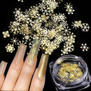 Gold Snowflakes Winter Nail Sequins Christmas Metal Flakes Holographic Spangles Nail Art Decoration Sticker Tips Manicure