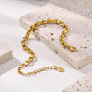 Simple Chain Bracelet for Women, 18k Gold Plated  Stainless Steel Link Adjustable