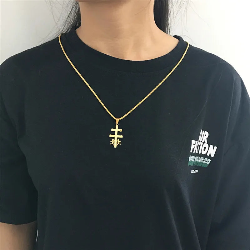 Catholic Caravaca Crucifix Orthodox Russian Cross Necklace Pendant With Cherub Angel Best Christian Necklace Jewelry Gifts