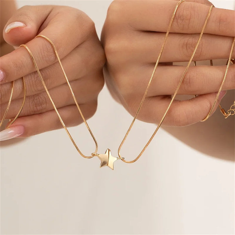 Magnetic Attract Star Pendant Snake Chain Necklace For Women Men Valentine's Day Taichi Heart Butterfly Choker Best Friend Gifts