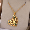 Love Heart Stainless Steel Necklace for Woman Gold Color Zircon Fashion Pendant Chain Jewelry collares para mujer