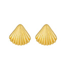 Fashion Striped Small Earrings For Women Cute Ocean Shell Double Shell Texture Stud Earrings Beach Boho Jewelry