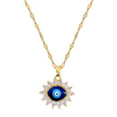 Blue Enamel Evil Eye Pendant Necklace Gold Color Female Fashion Jewelry CZ Zircon Clavicle Chain Women Necklace 2024 New