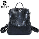 Zency Women's Genuine Leather Backpack Spring Summer Unique Letter Fashion Shoulder School Travel Knapsack Rucksack Girls