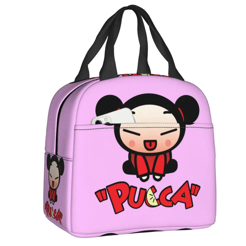 Cartoon Anime Pucca Lunch Bag Women Cooler Warm Thermal Insulated Lunch Box for Work School Office Picnic Food Tote Bags