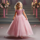 Puffy Girls Party Dress Elegant Kids Wedding Gala Prom Gown Sequin Bow Children Birthday Princess Dress For Girl Clothes 5-14Yrs