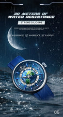 Tourbillon Earth Men's Watch Luminous 3D Mechanical Automatic Genuine Leather Waterproof High End Luxury relogios masculino