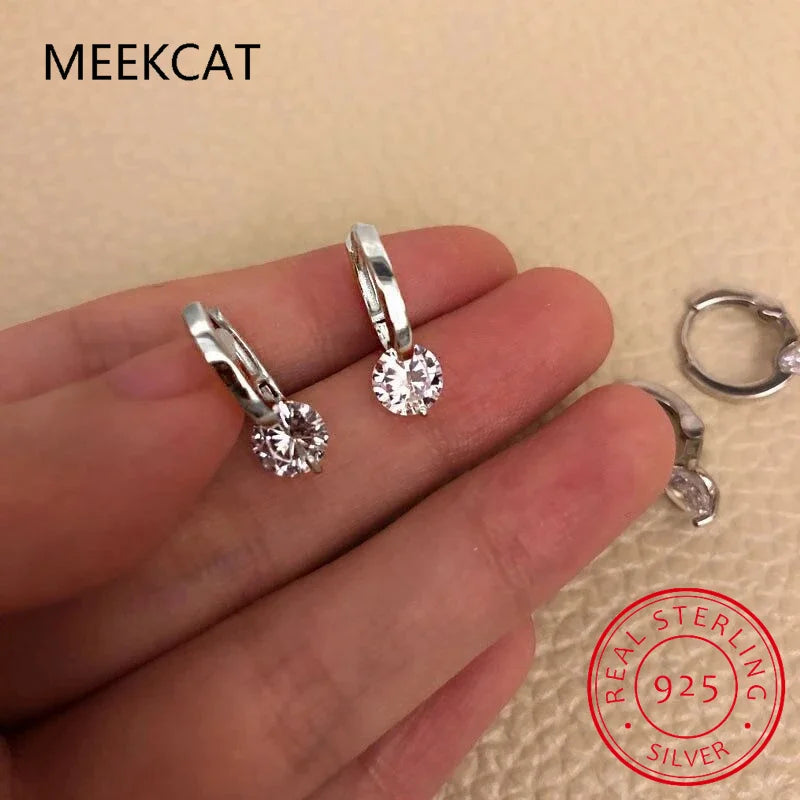 Hoop Earrings Silver 925 Sparkling 6.5mm 1CT Moissanite Earring With Certificate For Women Lovers' Wedding Jewelry Gift