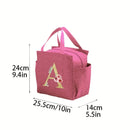 A~N Letter Printed Nylon Lunch Bag With Zipper Waterproof Insulation Bag Ice Bag Suitable For Men & Women's Work Picnic Travel