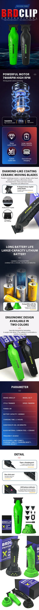 WMARK NG-8080 BK-BL1T Professional Hair Clipper Trimmer 9000/7800RPM DLC Blade LED Display Men's Haircut Machine With Base