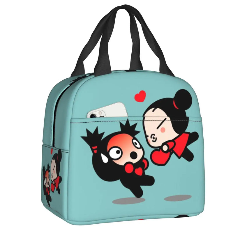 Cartoon Anime Pucca Lunch Bag Women Cooler Warm Thermal Insulated Lunch Box for Work School Office Picnic Food Tote Bags