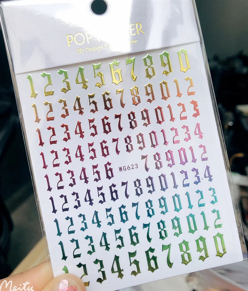 Newest Black Numbers English Letter Design 3d Self Adhesive Decal Slider DIY Decoration Manicure Tools Nail Sticker Accessories