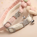 Cute knitting Flower Bell Collar Adjustable Cat Necklace Pet Collar Traction Safety Buckle Necklace Small Dog Dog Supplies
