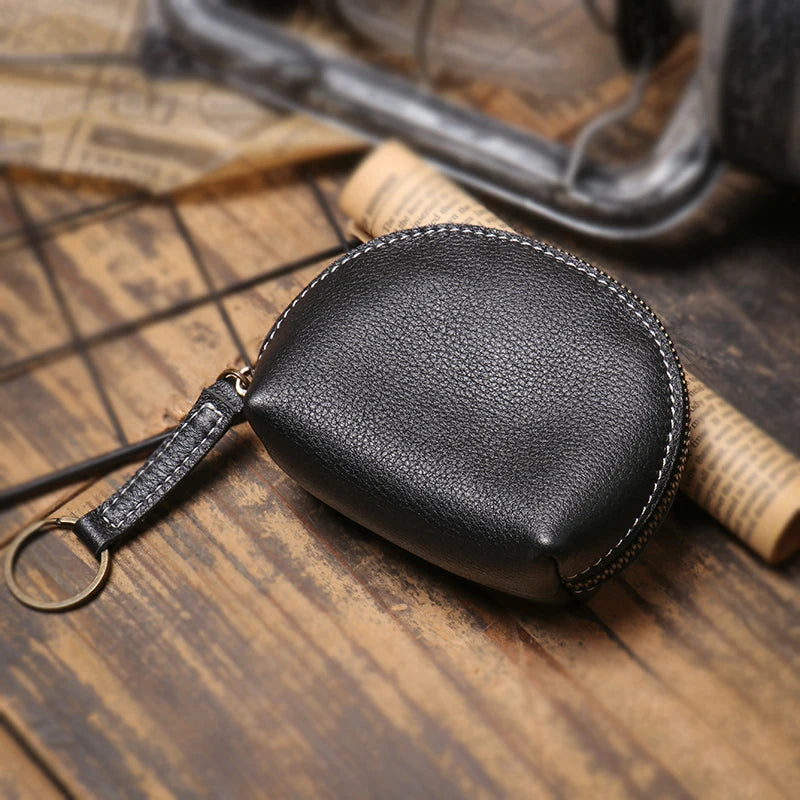 LUOKIR High Grade Real Leather Coin Purse Men's Fashion Key Bag Women Luxury Small Wallet Bank Card Bluetooth Headset Organizer