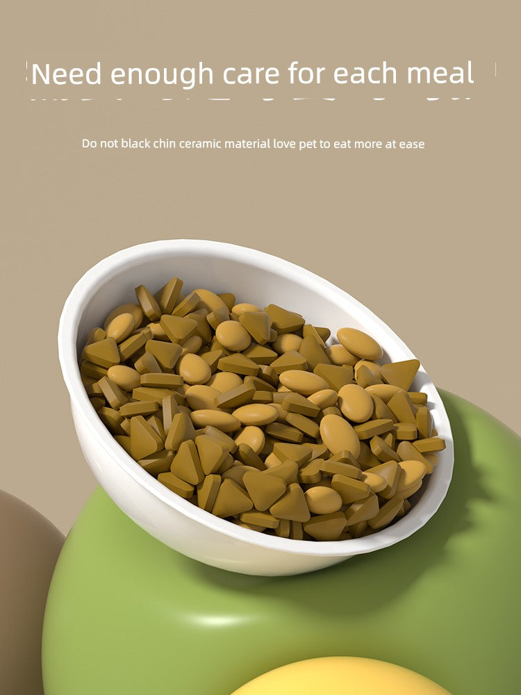 Drinking Water Integrated Oblique Mouth Neck Protection Automatic Anti-Tumble Cat Bowl