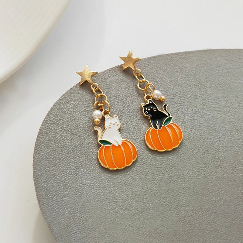 Mihan Cute Jewelry Animal Earrings Halloween Party Gifts 925 Silver Needle Lovely Design Pumpkin Earrings For Women Girl