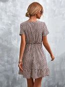 Summer Short Boho Dress Women V Neck Print Floral Party Dress Ladies Bohemian Flower Mini Dress For Women