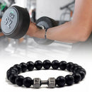 1Pcs Natural Stone Dumbbell Beaded Bracelet Black Beads Fitness Fit Life Prayer Bracelets Bangles Barbell Men Jewelry