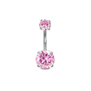 14G Stainless Steel Heart Dangled Belly Button Rings Belly Piercing Nombril for Women Girls Pink Zircon Crystal Sexy Navel Ring