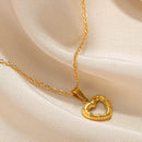 Love Heart Stainless Steel Necklace for Woman Gold Color Zircon Fashion Pendant Chain Jewelry collares para mujer