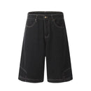 American style new retro waistband inverted design men denim shorts ins Gothic loose casual straight leg pants sweatpants