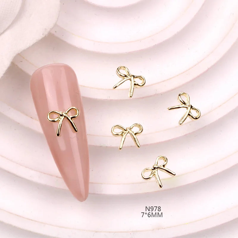 TSZS 10pcs Luxury Kawaii Bow Nail Art Charms 3D Japanese Alloy Bow Tie Jewelry Nail Rhinestone Decoration DIY Access